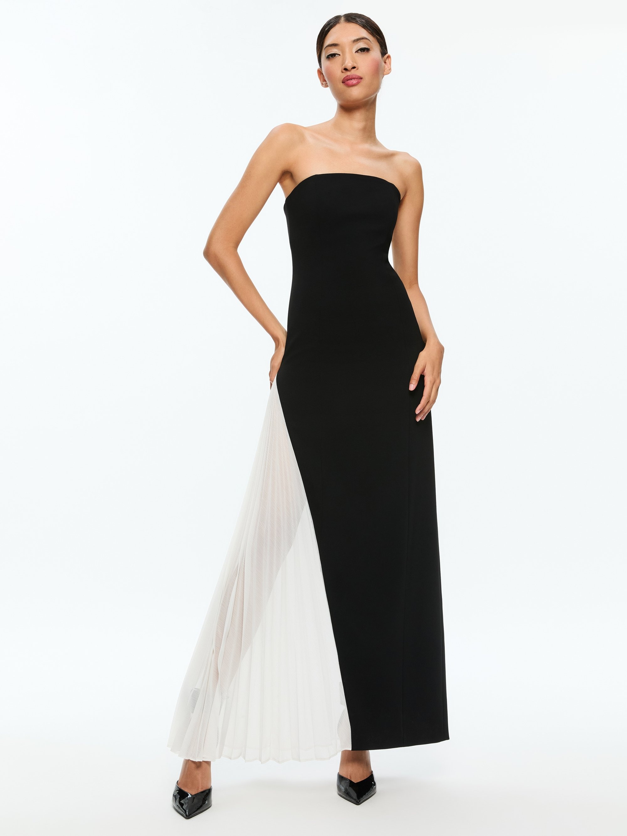 RETHA STRAPLESS MAXI DRESS WITH PLEATED GODET - 4