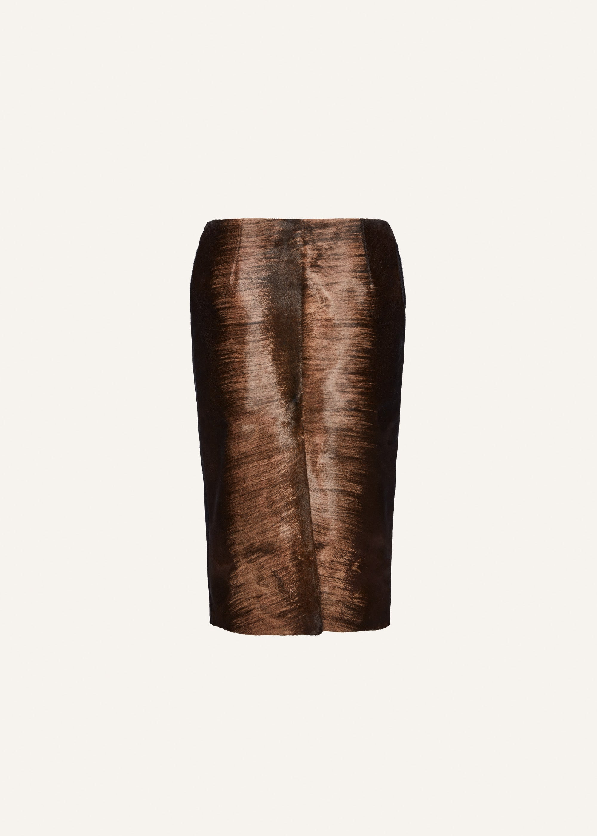 Pony hair leather midi skirt in brown - 2
