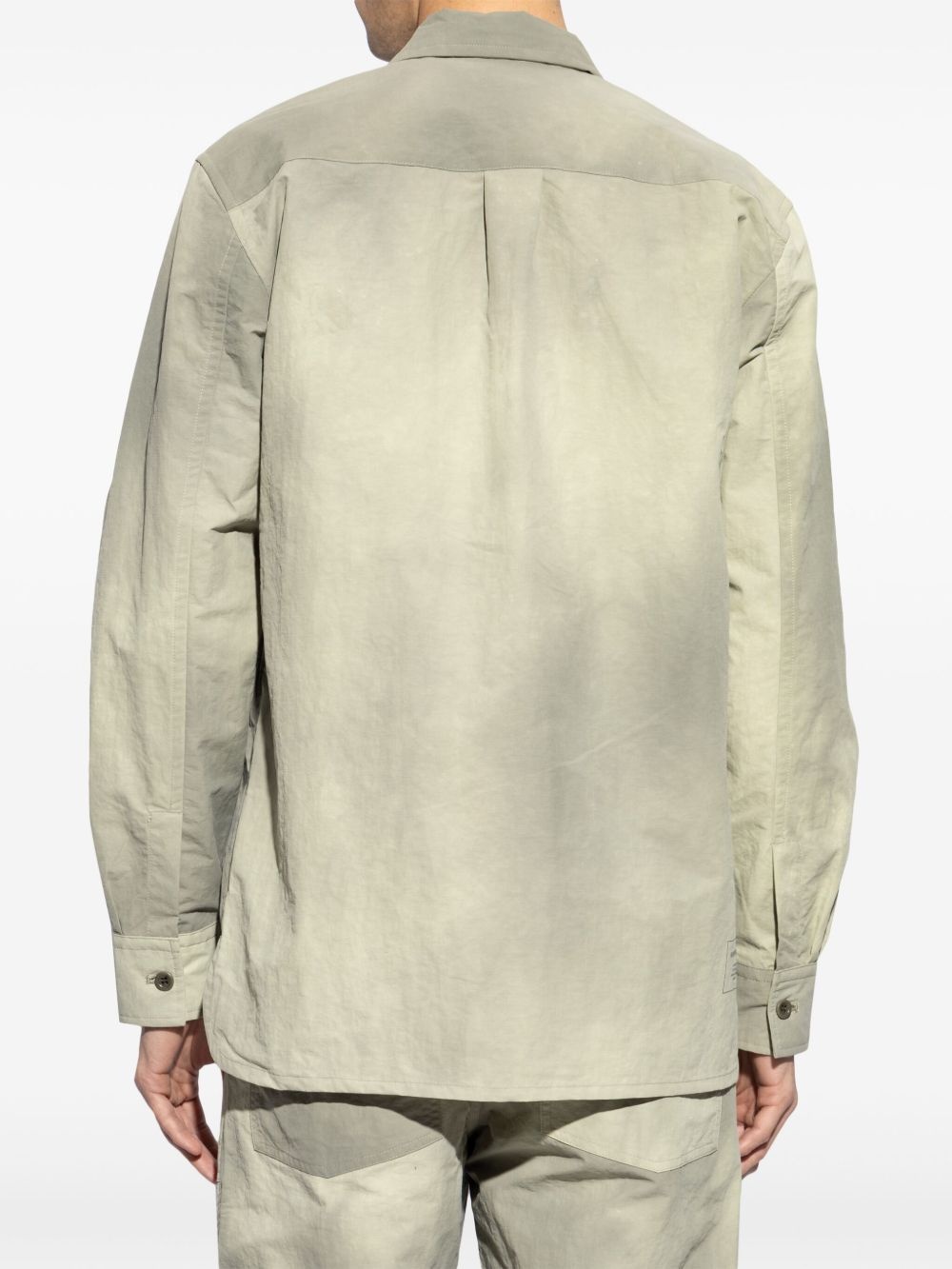 bleached-effect panelled shirt jacket - 4
