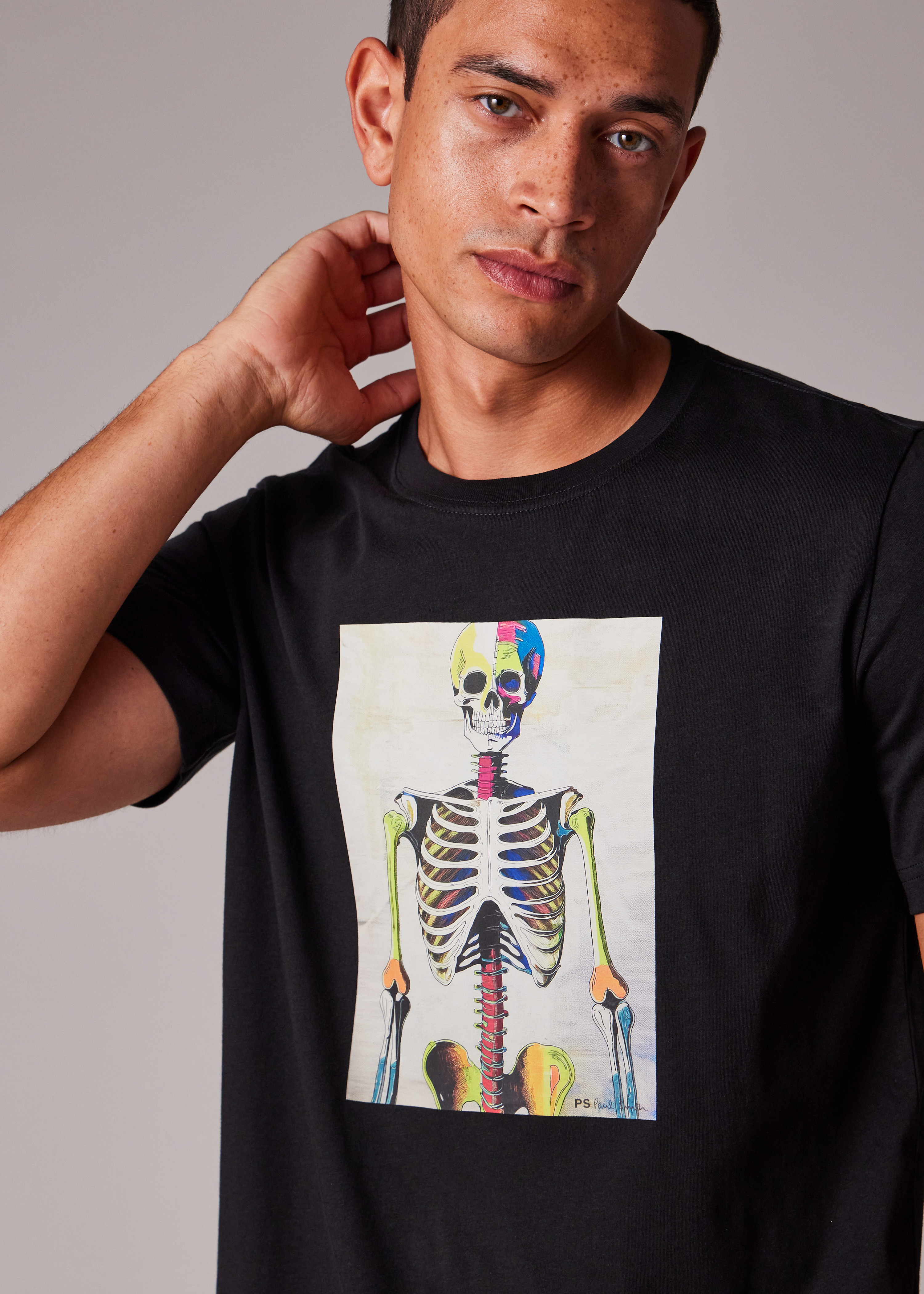 Black 'Skeleton' Print T-Shirt - 4