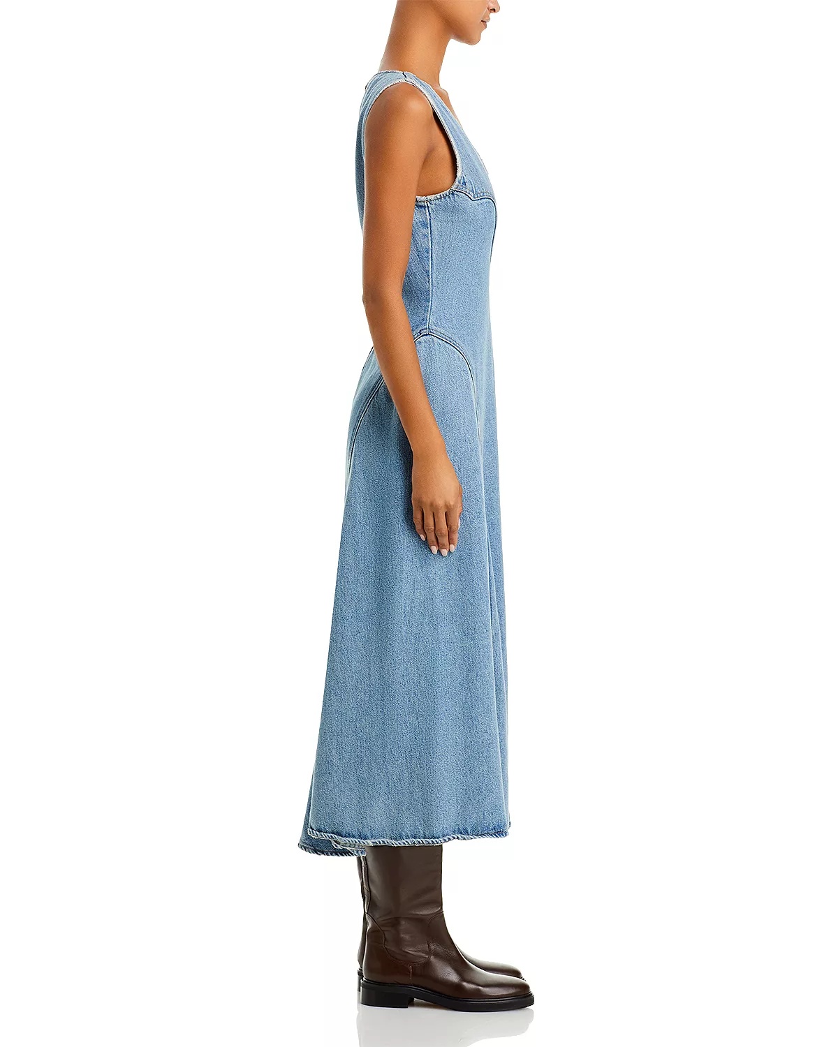 Western Sleeveless Denim Midi Dress - 5