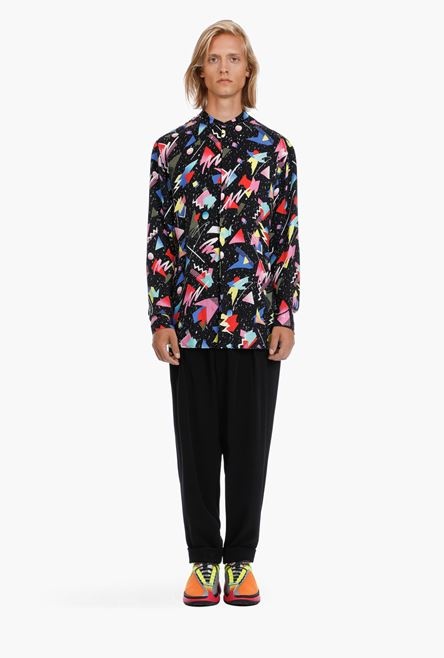 Oversized cuprammonium rayon shirt with multicolor print - 4