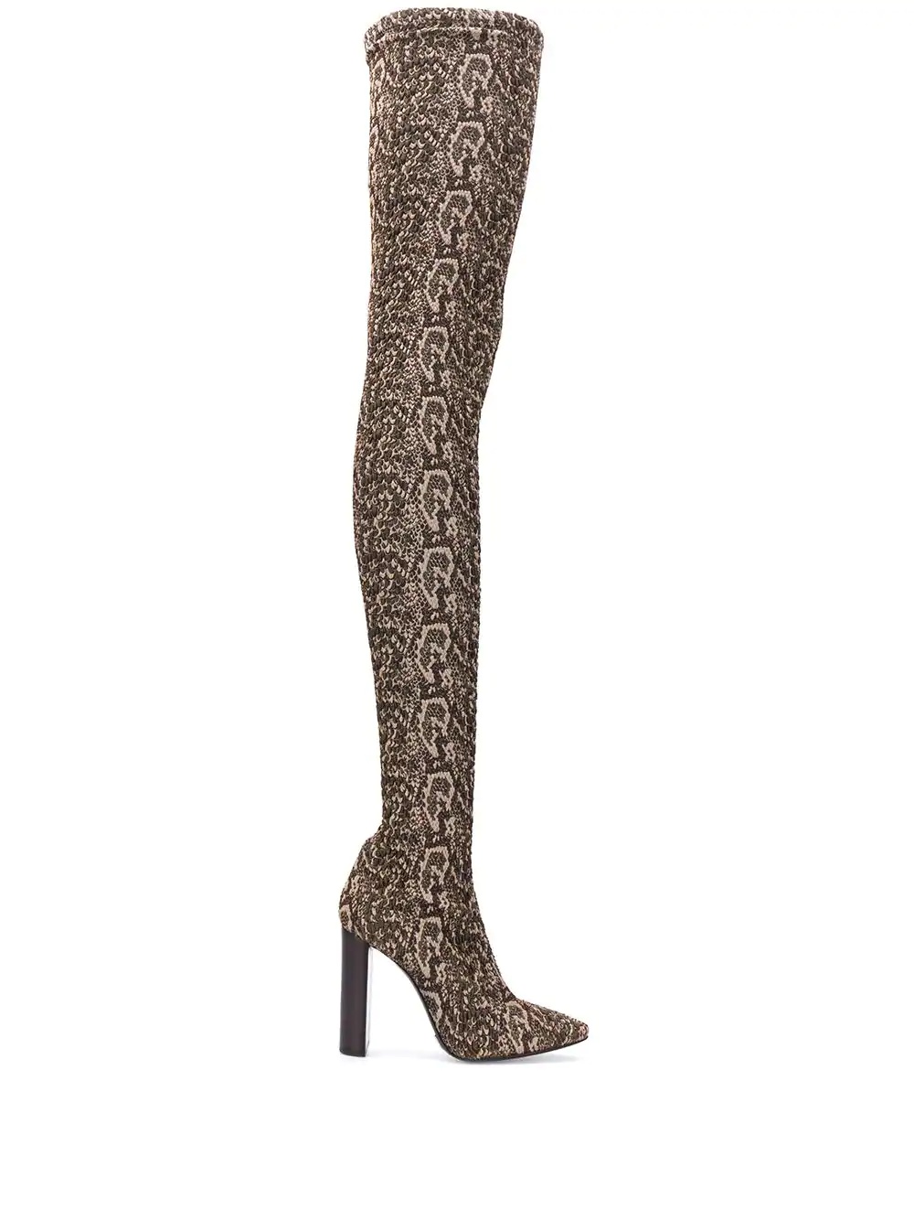 snakeskin-effect 110mm thigh-high boots - 1