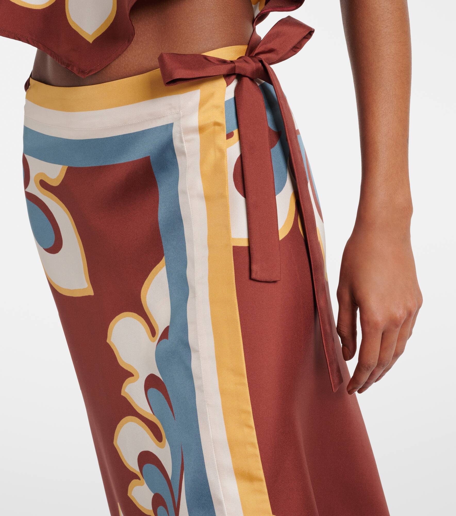 Printed silk wrap skirt - 4