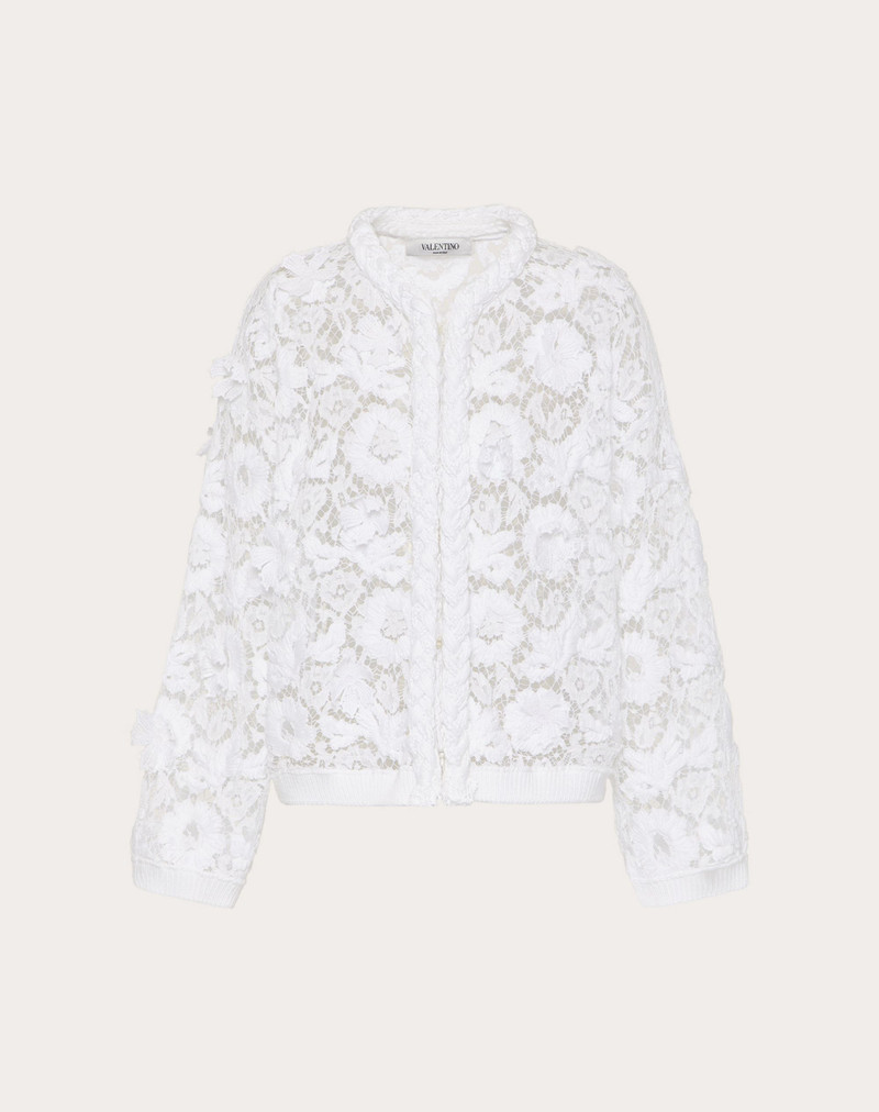 CARDIGAN IN COTTON AND EMBROIDERED LACE 1