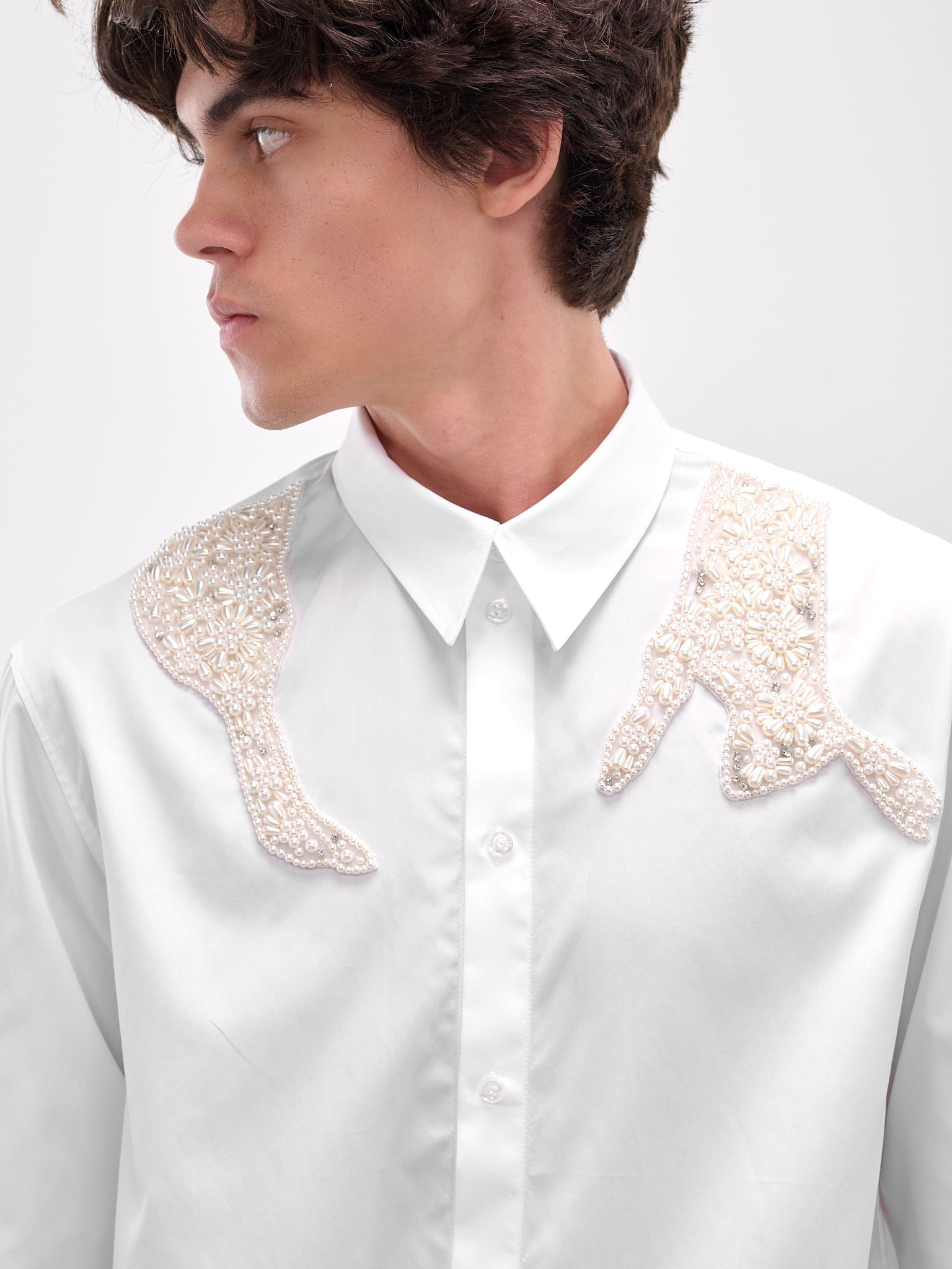 White Embellished Hare Classic Shirt - 5