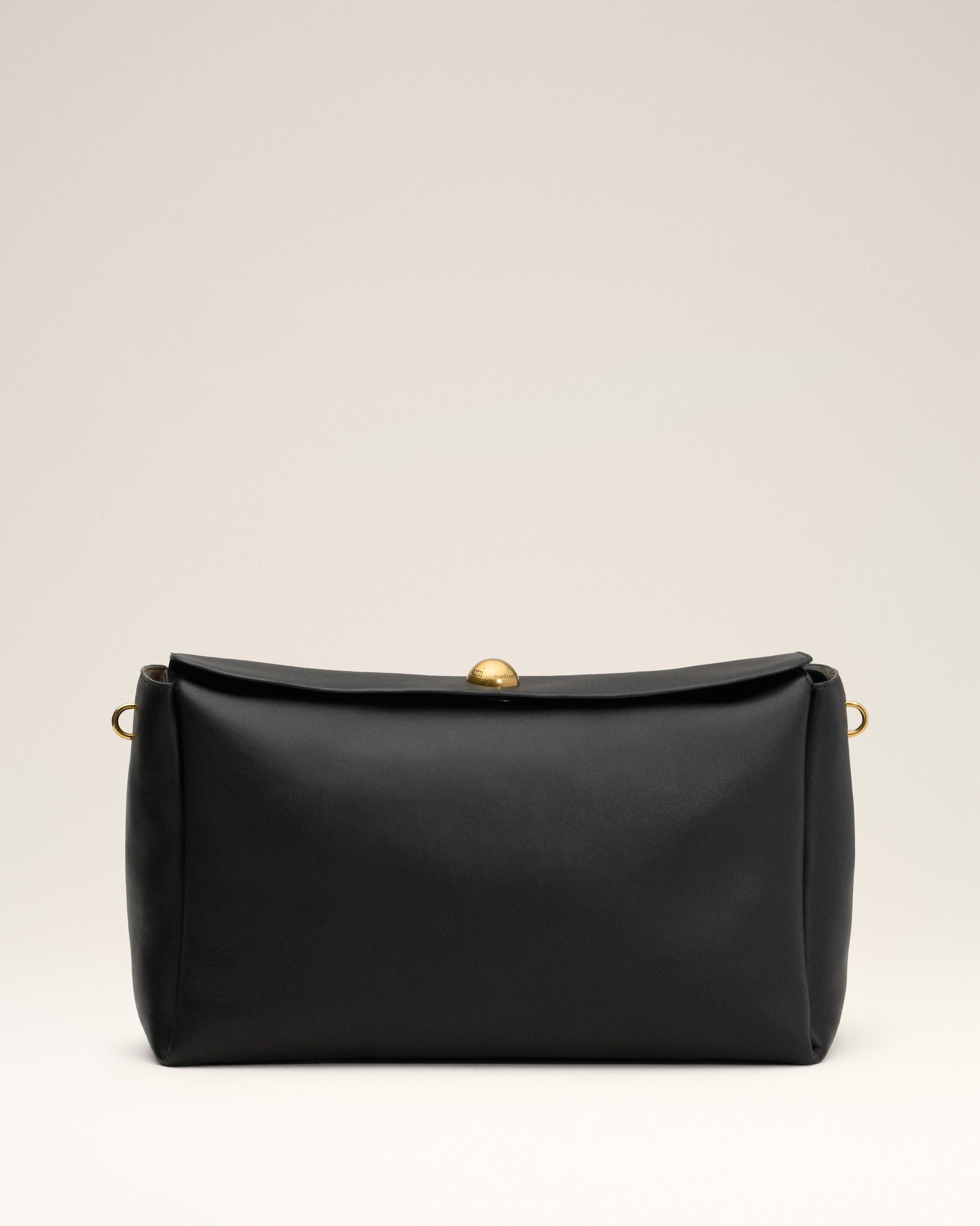 BLACK LEATHER LARGE CARROUSEL BAG - 2