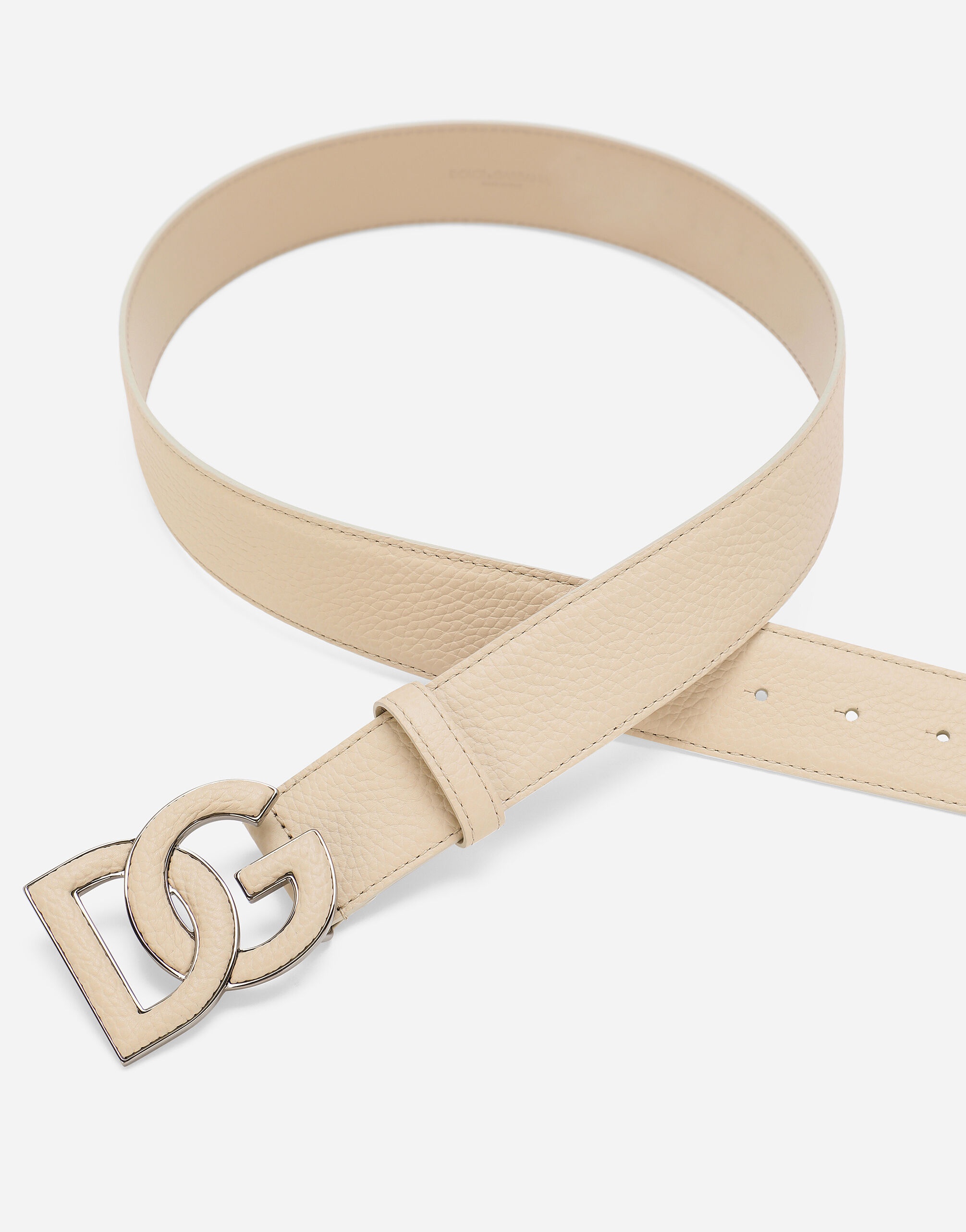 Deerskin-print calfskin belt with logo print - 5