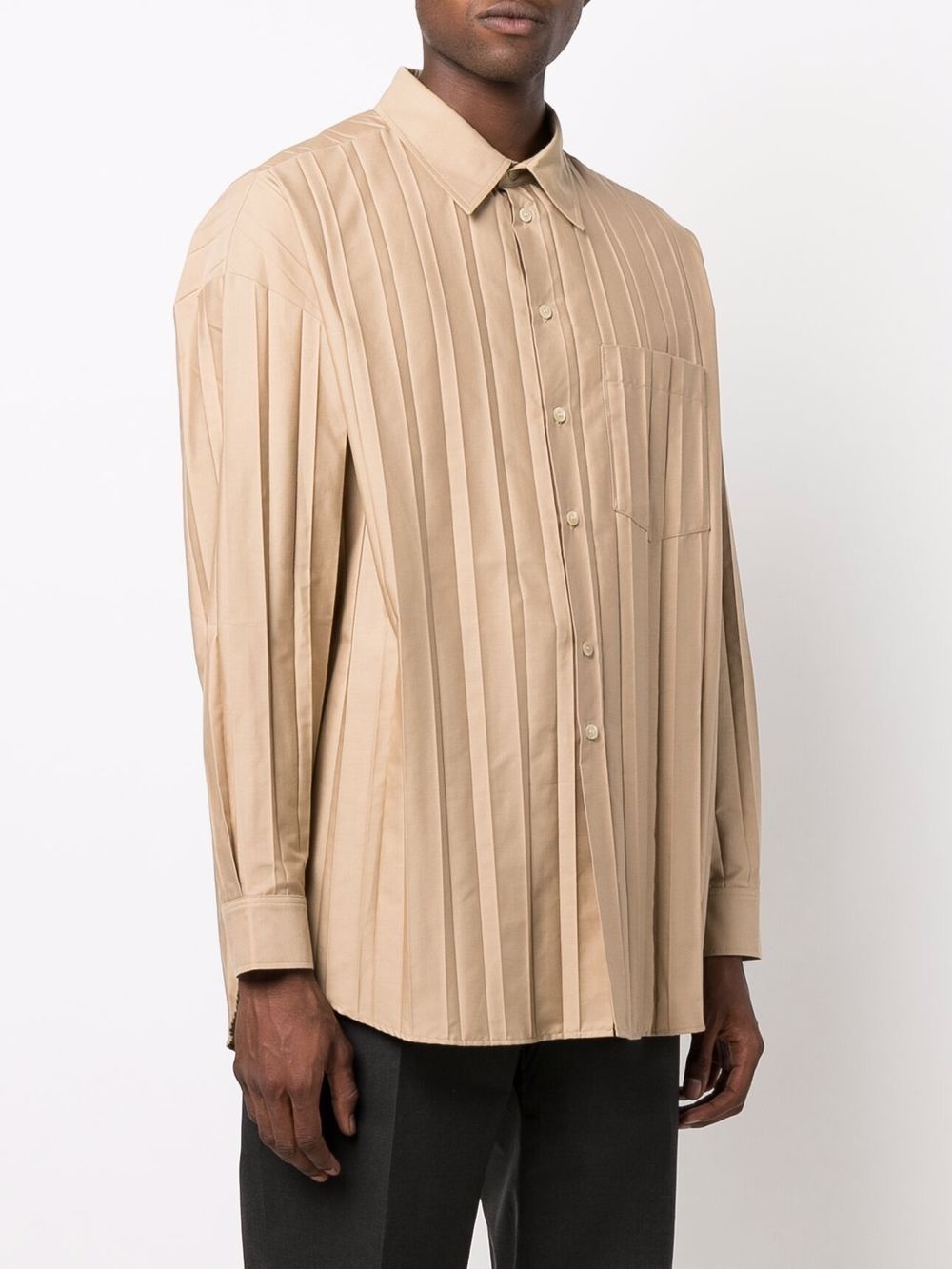 long-sleeve pleated shirt - 3