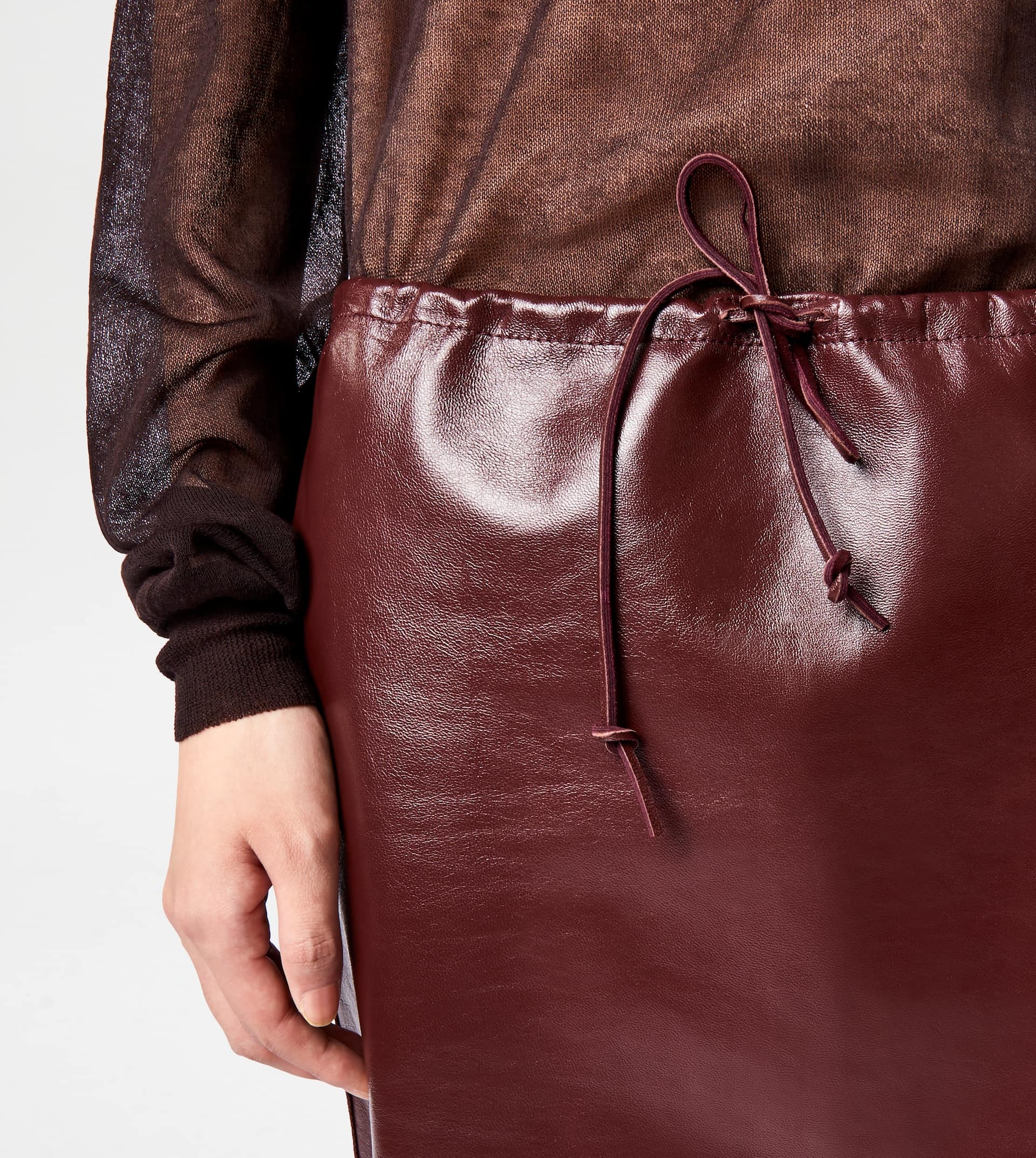 SKIRT IN LEATHER - BROWN - 3