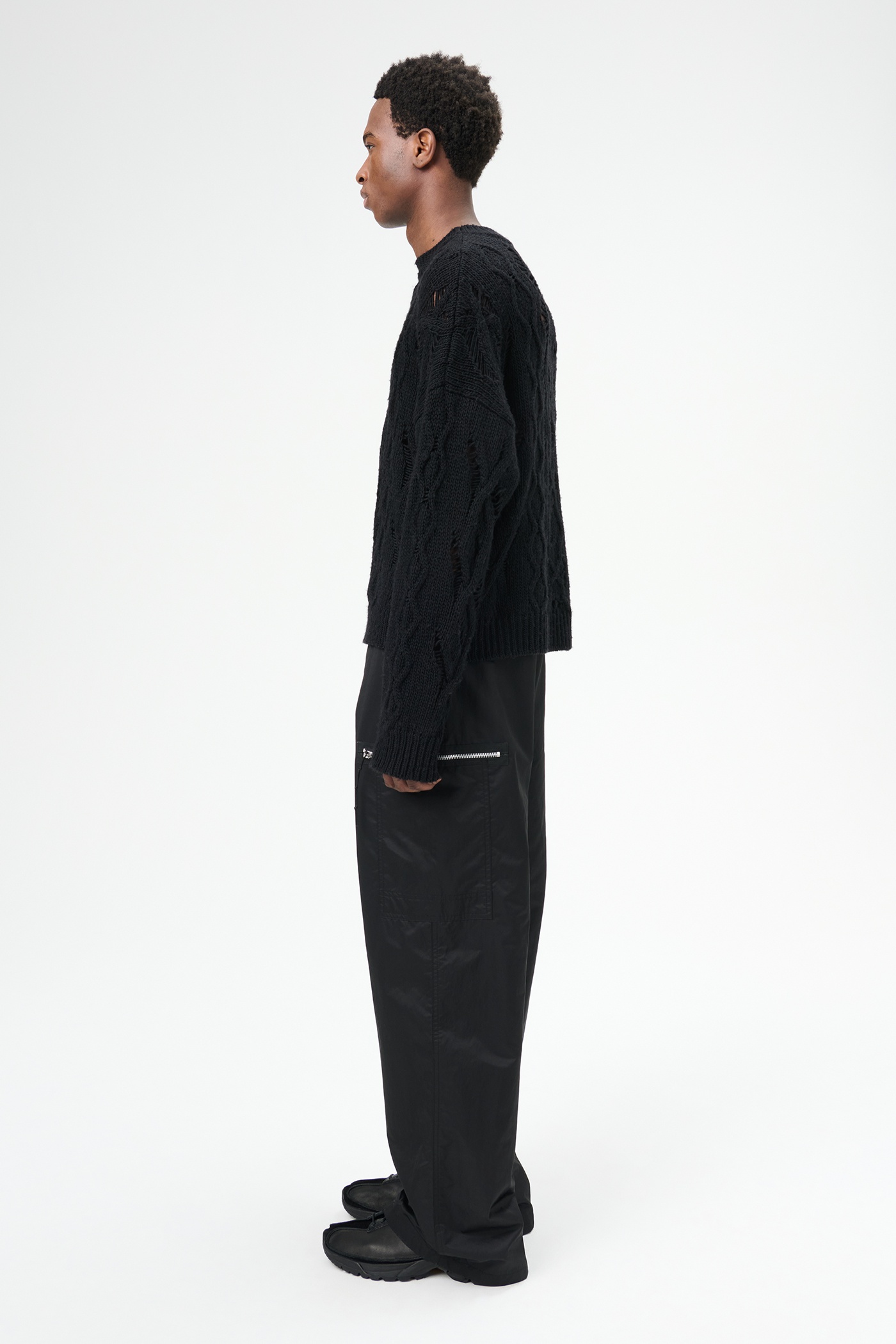 Cable Sonar Roundneck Black Fisherman Wool - 5