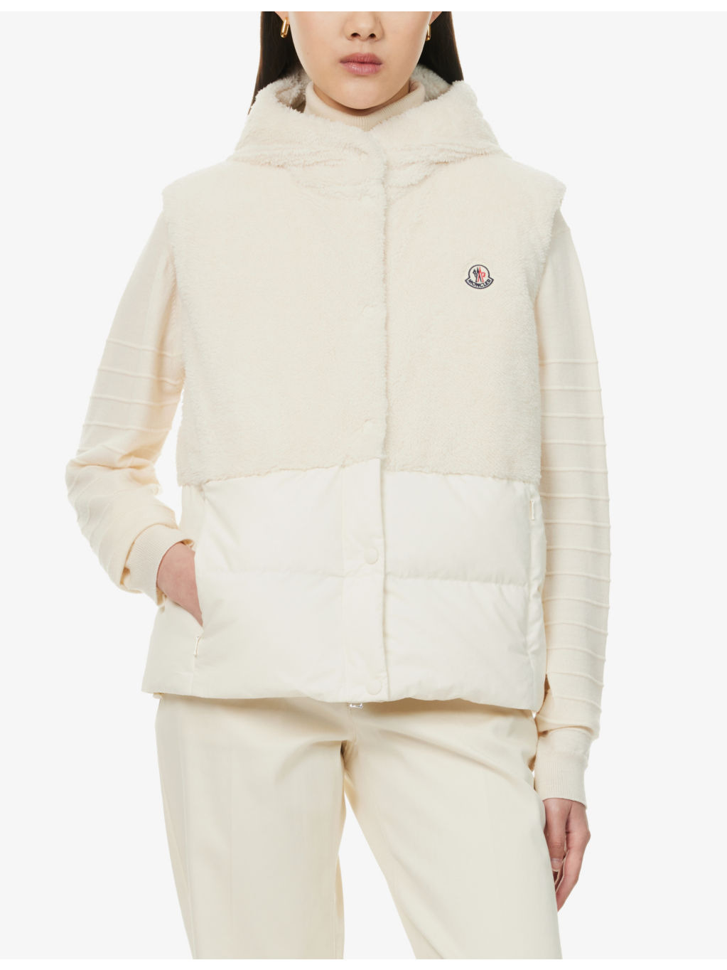 Teddy-Contrast Padded Shell Gilet - 3