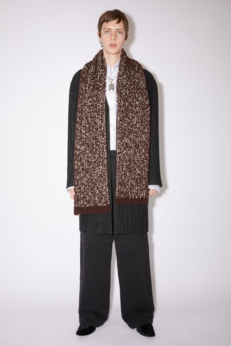 Tufted wool-blend scarf - Chocolate brown 3