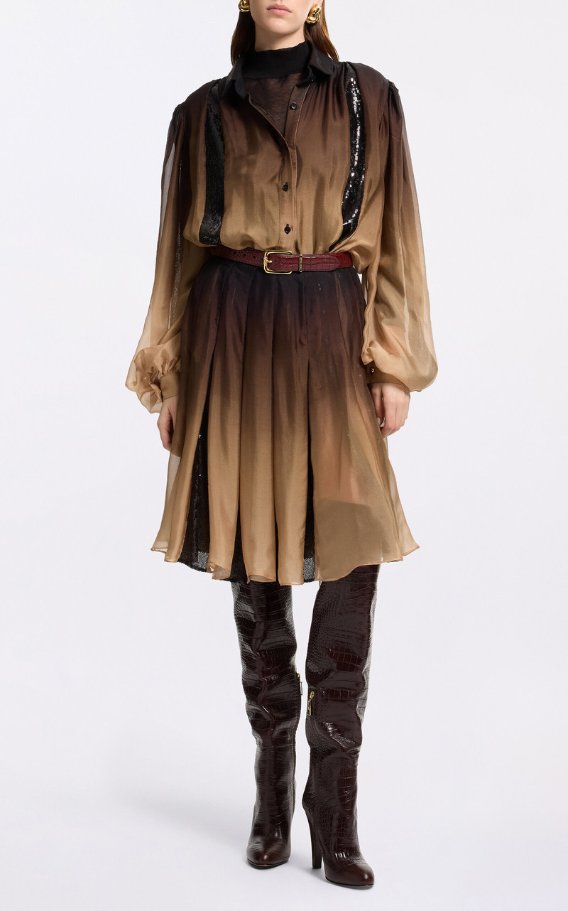 Ombré Chiffon Shirt brown 7