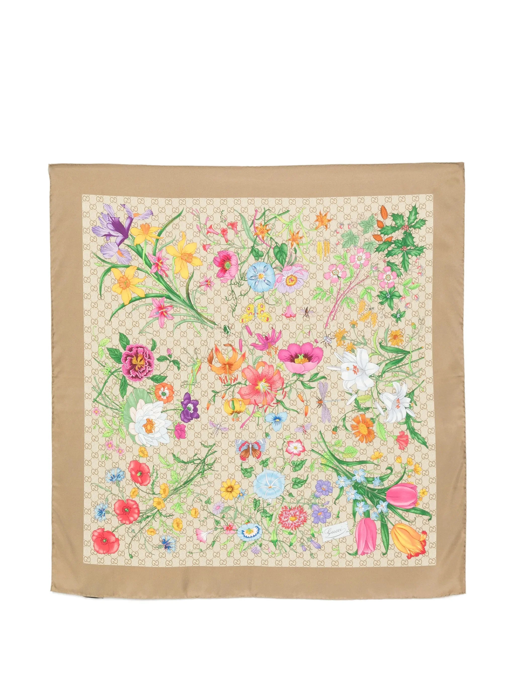 Gucci Flora Print GG Supreme Scarf - 1