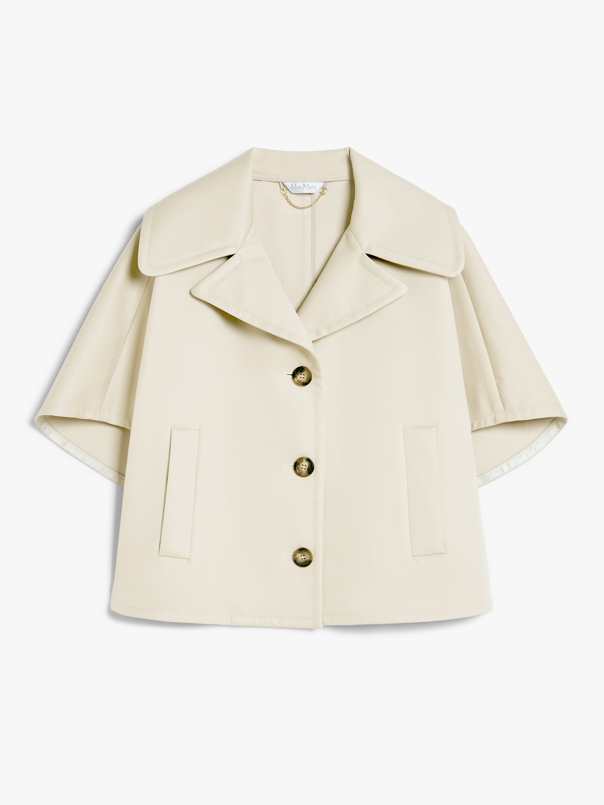 Max Mara Veggia Buttoned Cotton Cape | neimanmarcus | REVERSIBLE