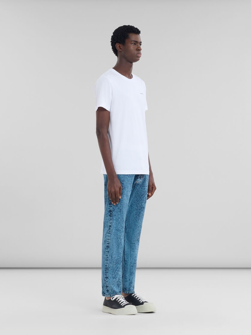 WHITE BIO COTTON T-SHIRT WITH MINI MARNI LOGO - 5