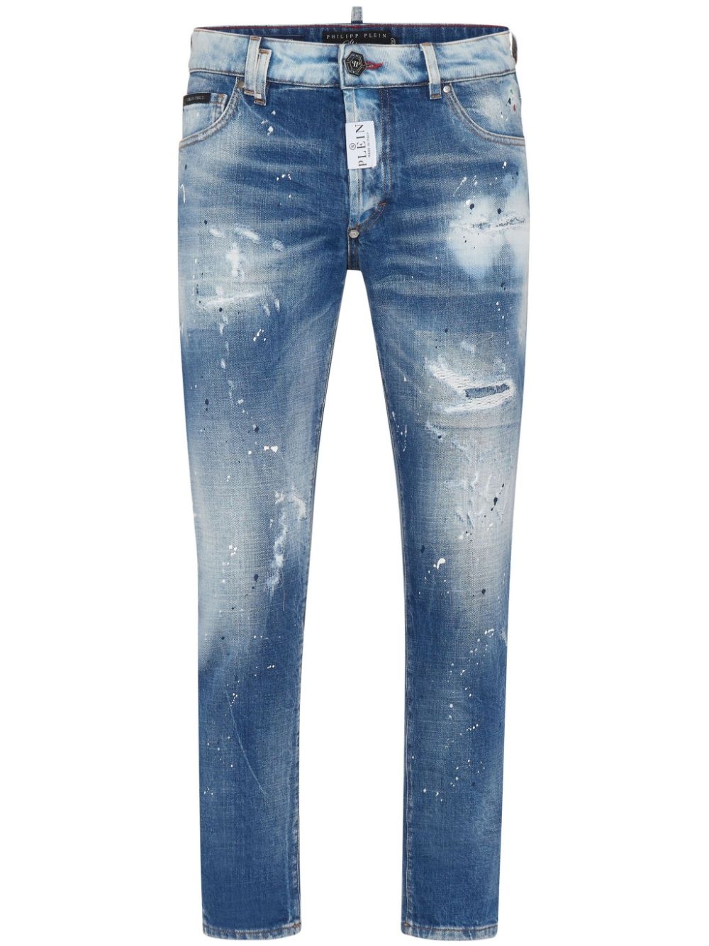 distressed cropped skinny jeans - 1