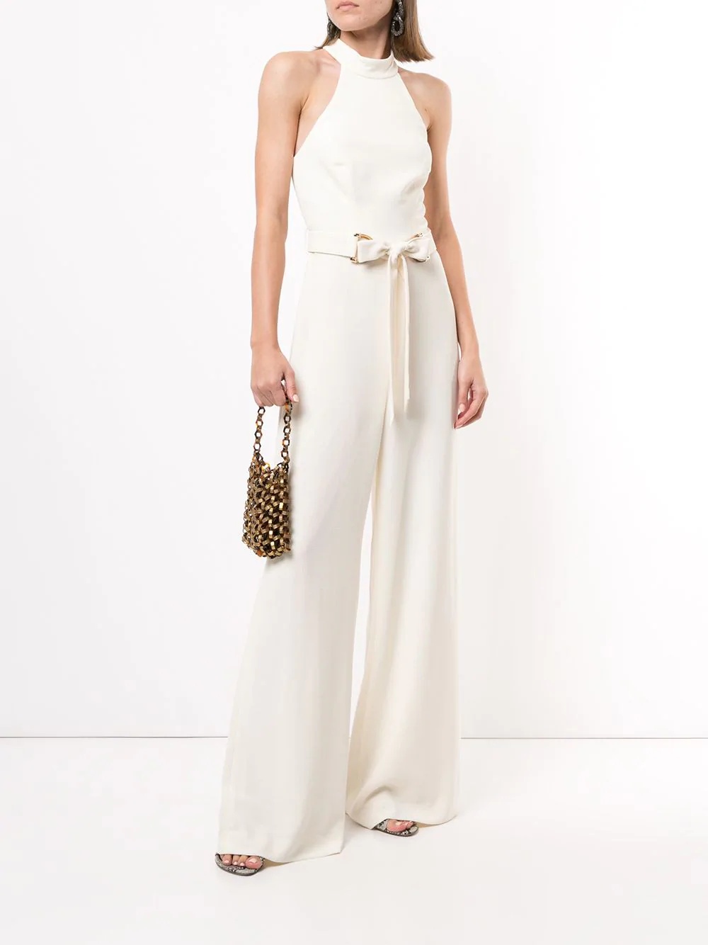 halterneck belted jumpsuit - 2