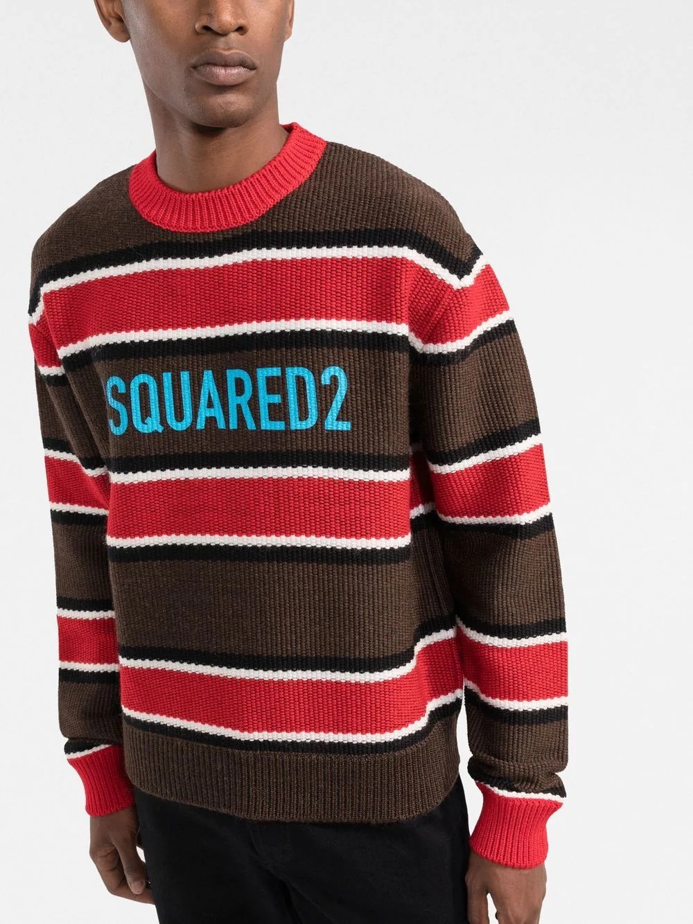 jacquard logo striped jumper - 3