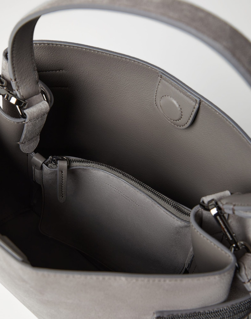 Essence top-handle bag in suede with precious bands 5