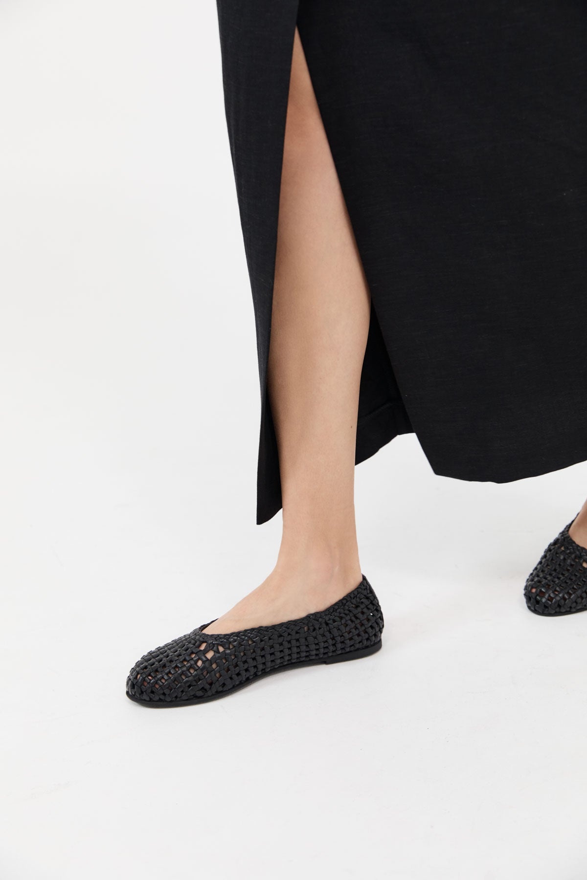 Macrame Mesh Ballet Flats - Black - 3