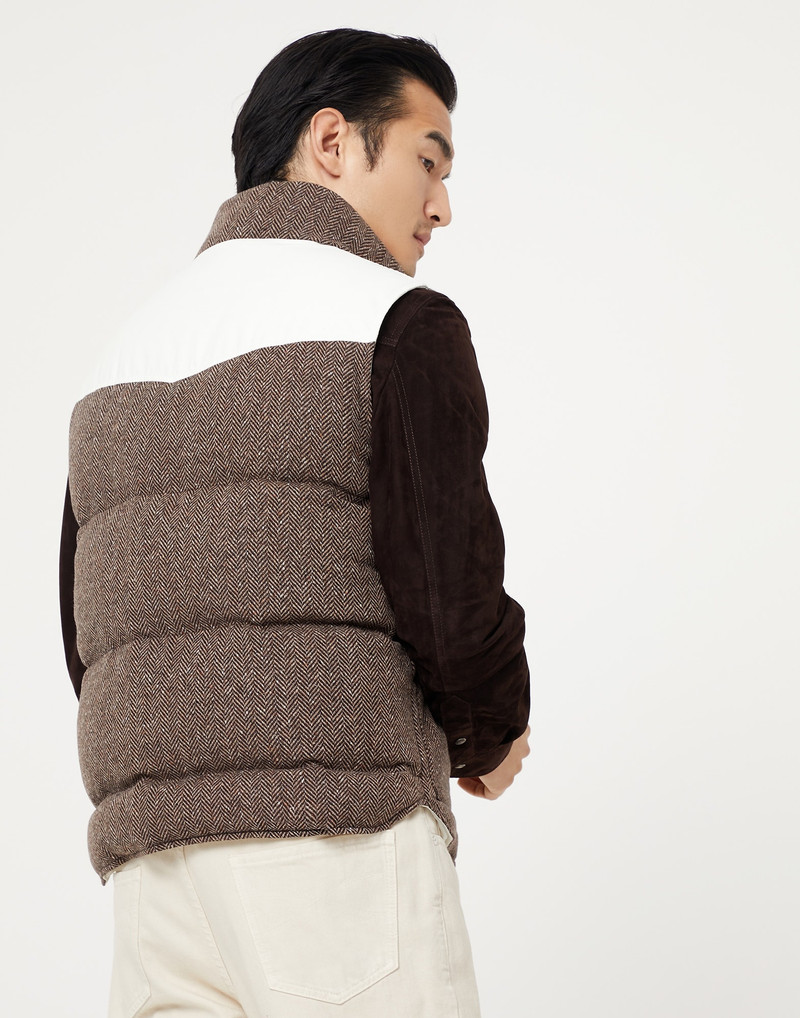 Brunello Cucinelli Wool and cashmere chevron paneled down vest outlook