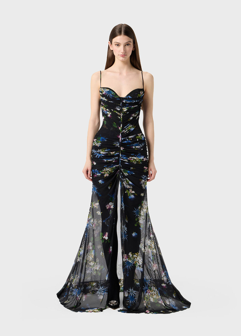 Blumarine PRINTED TULLE BUSTIER DRESS WITH SLIT outlook