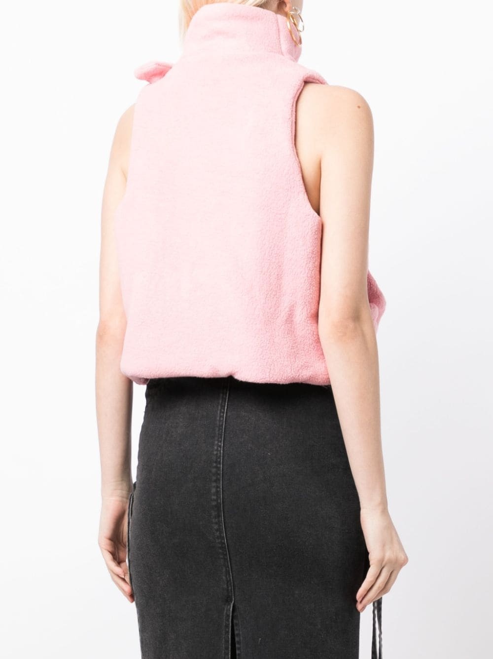 asymmetric fleece padded vest - 4