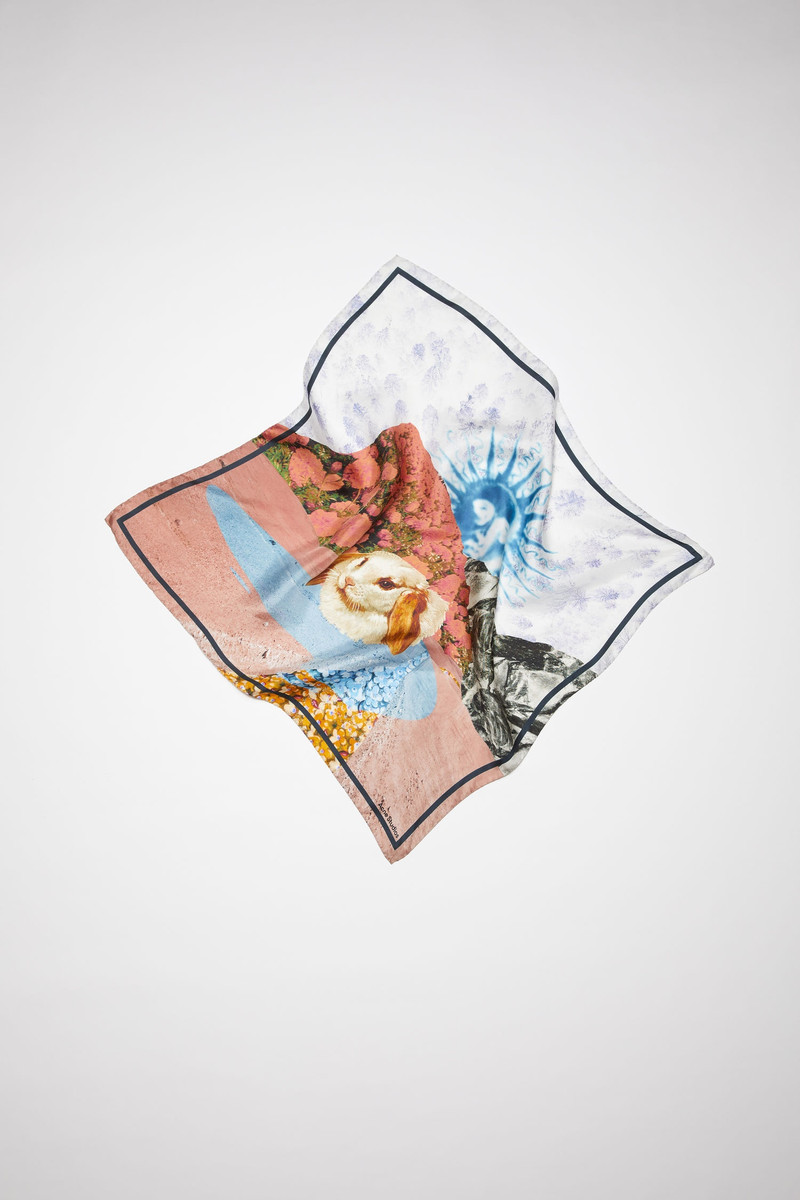 Silk landscape scarf - Light blue/pink 1