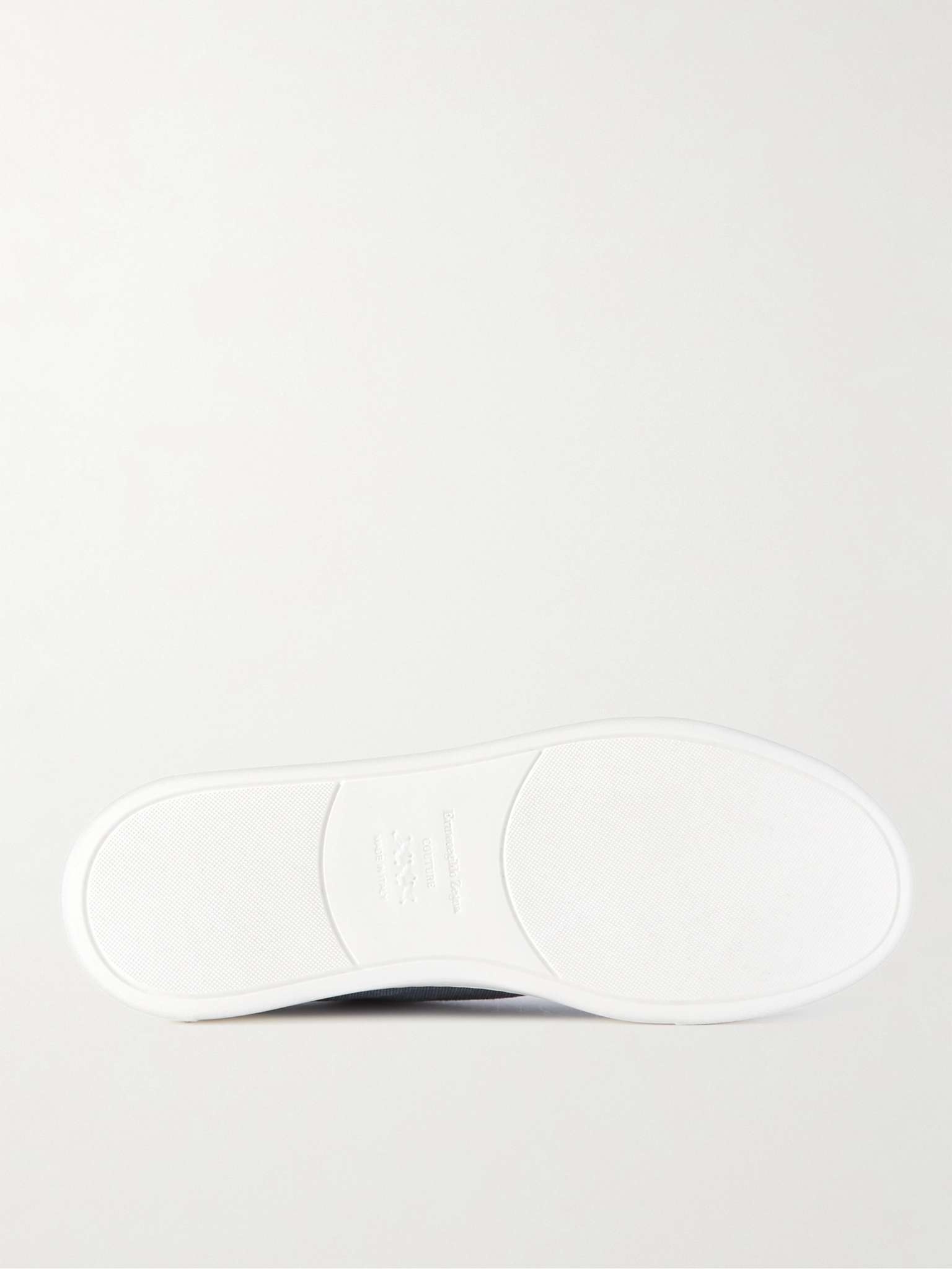 Triple Stitch Leather-Trimmed Canvas Sneakers - 7