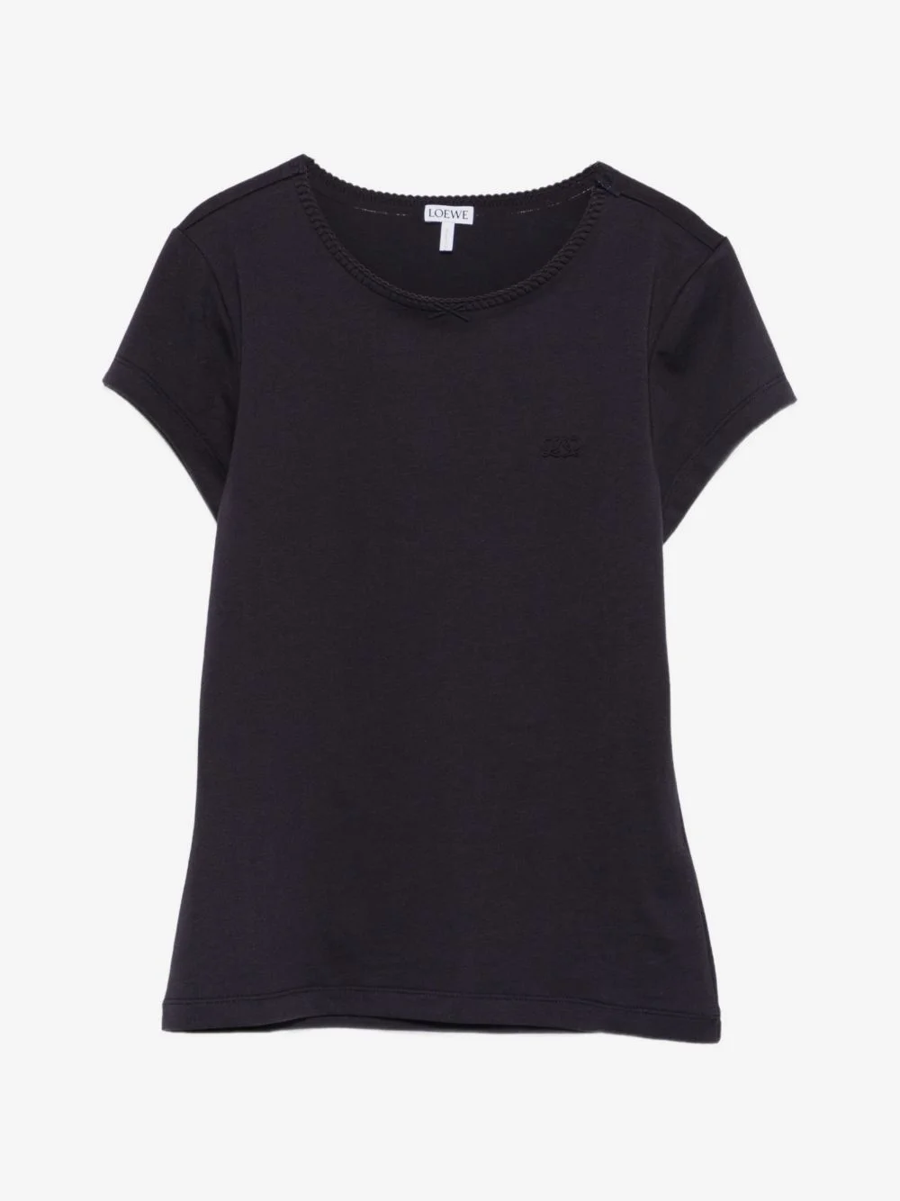 Anagram-embroidered bow-detail T-shirt - 1