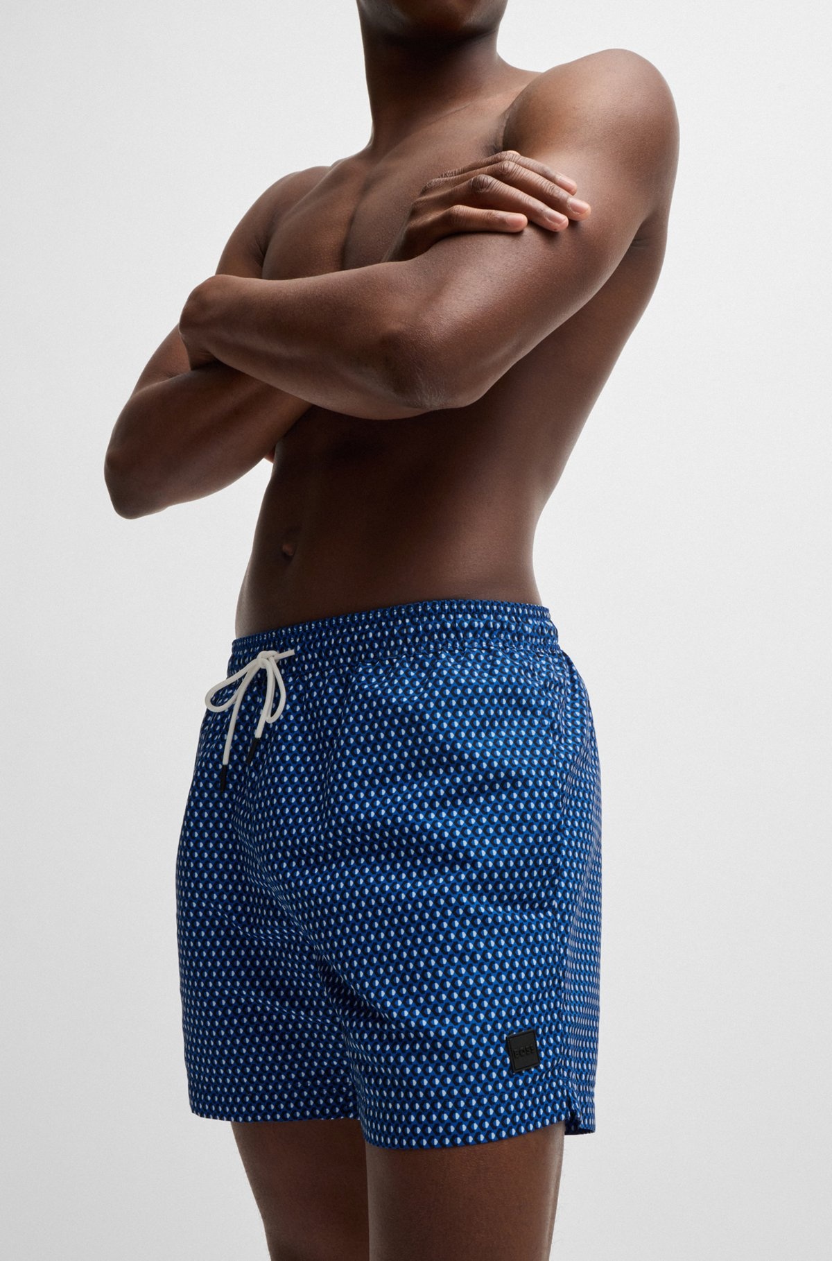 DRAWSTRING-WAIST SWIM SHORTS WITH ALL-OVER PRINT - 3
