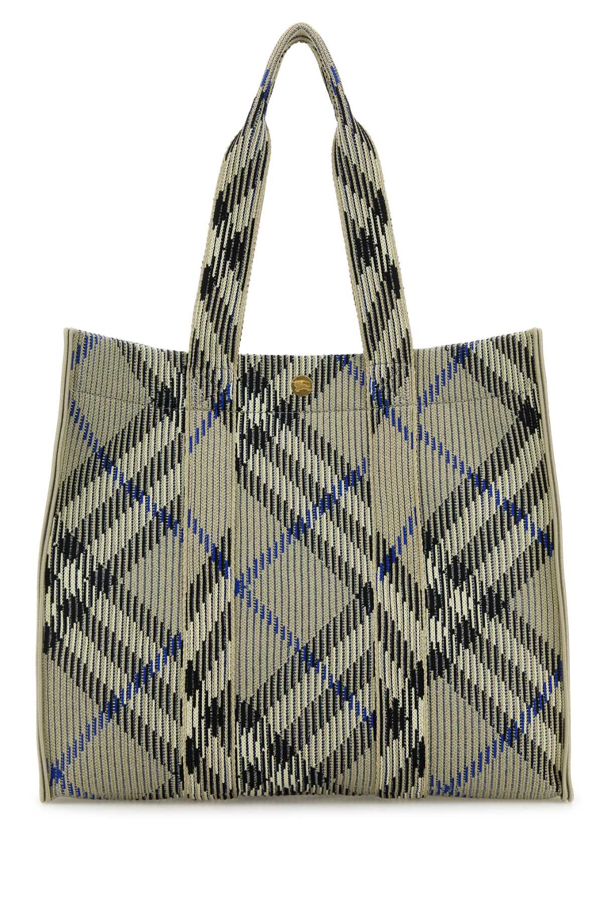 Burberry Women Embroidered Canvas Medium Check Shopping Bag - 3