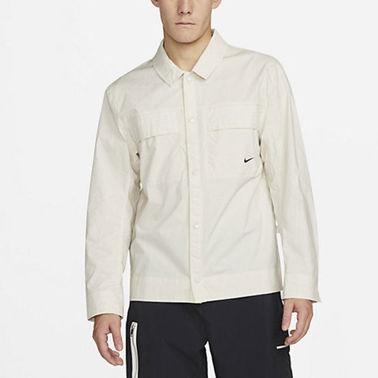 Men's Nike Solid Color Woven Long Sleeves Autumn White Shirt DM6640-104 - 3