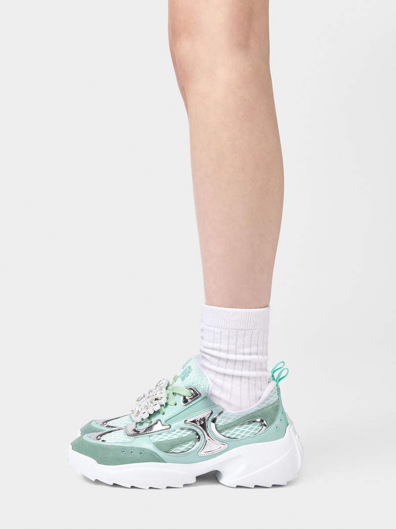 Roger Vivier Viv' o the Run Sneakers in leather and fabric outlook