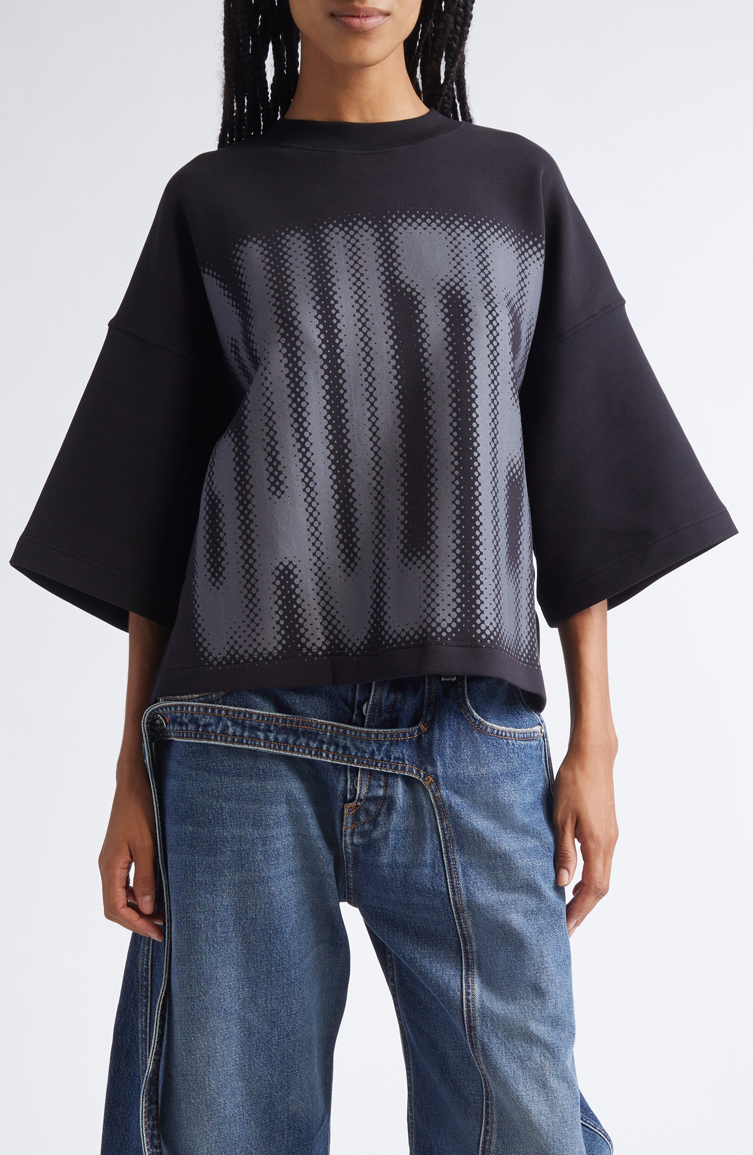 Jean Paul Gaultier Boxy Logo Crop Graphic T-Shirt in Black/Dark Grey at Nordstrom - 1