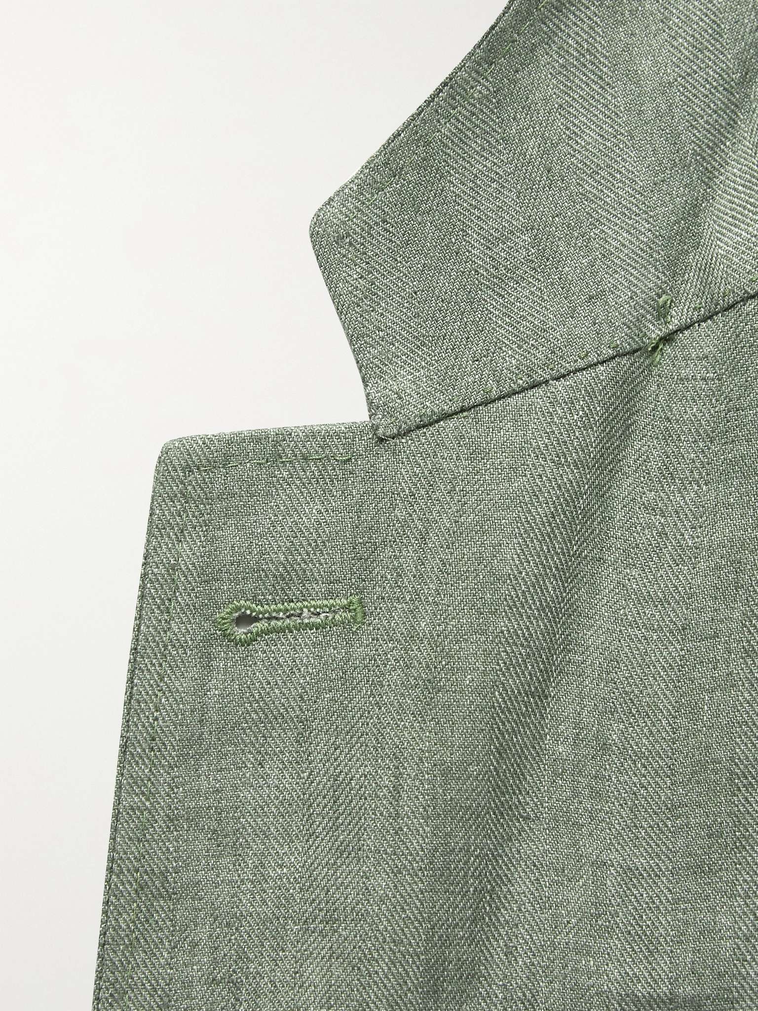 Kei Slim-Fit Unstructured Herringbone Linen Blazer - 3