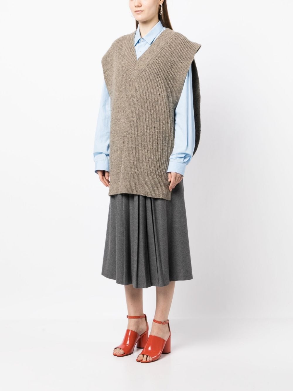 intarsia-knit V-neck vest - 3