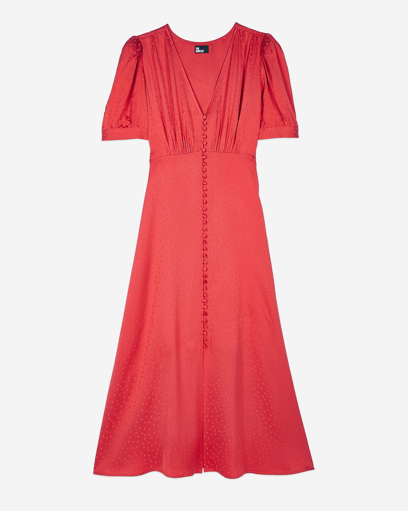 RED LONG DRESS WITH BUTTONING 1