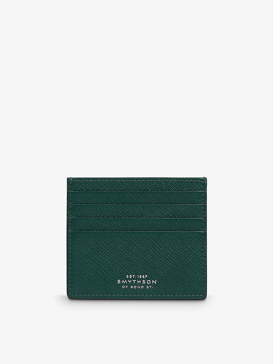 Panama logo-embossed eight-slot leather card holder - 1