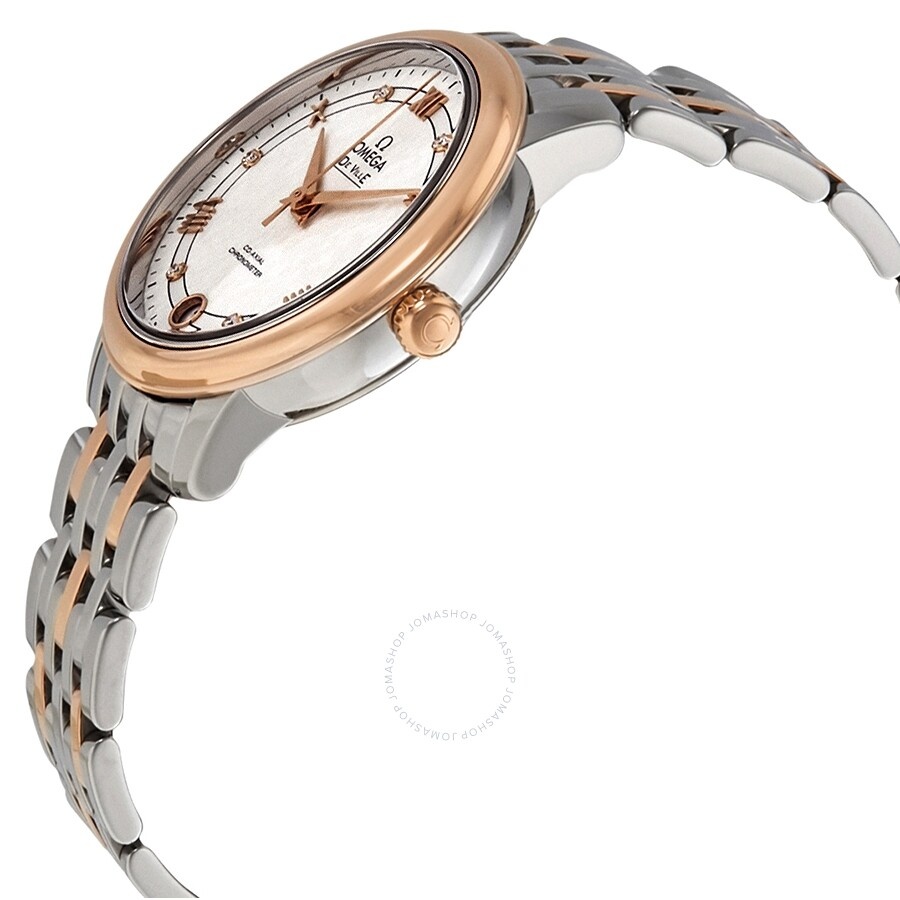 Omega De Ville Silver Diamond Dial Ladies Steel and 18kt Rose Gold Watch 424.20.33.20.52.002 - 2