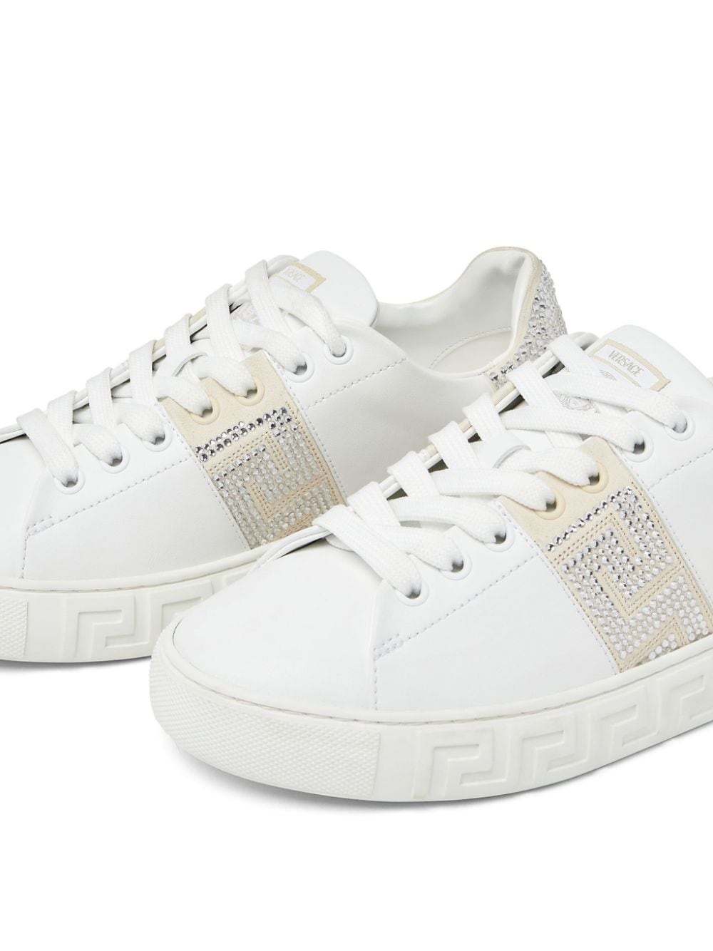 Crystal Greca leather sneakers - 4
