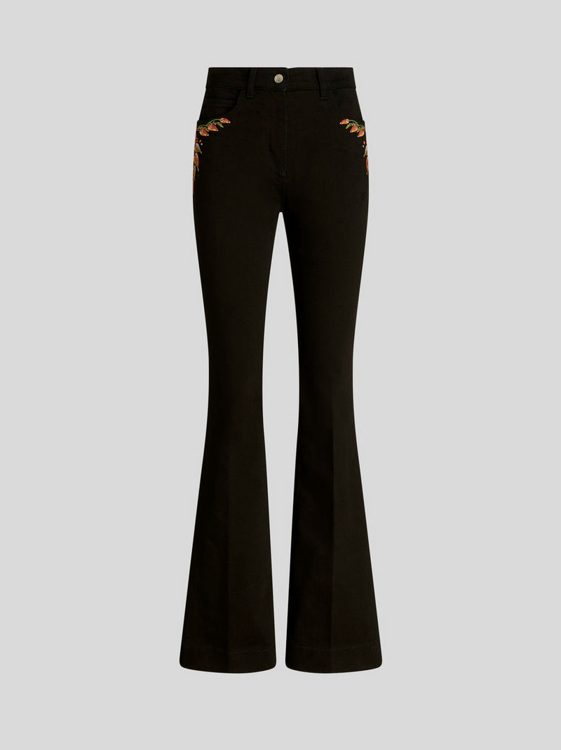 FLARED JEANS WITH FOLIAGE EMBROIDERY 1