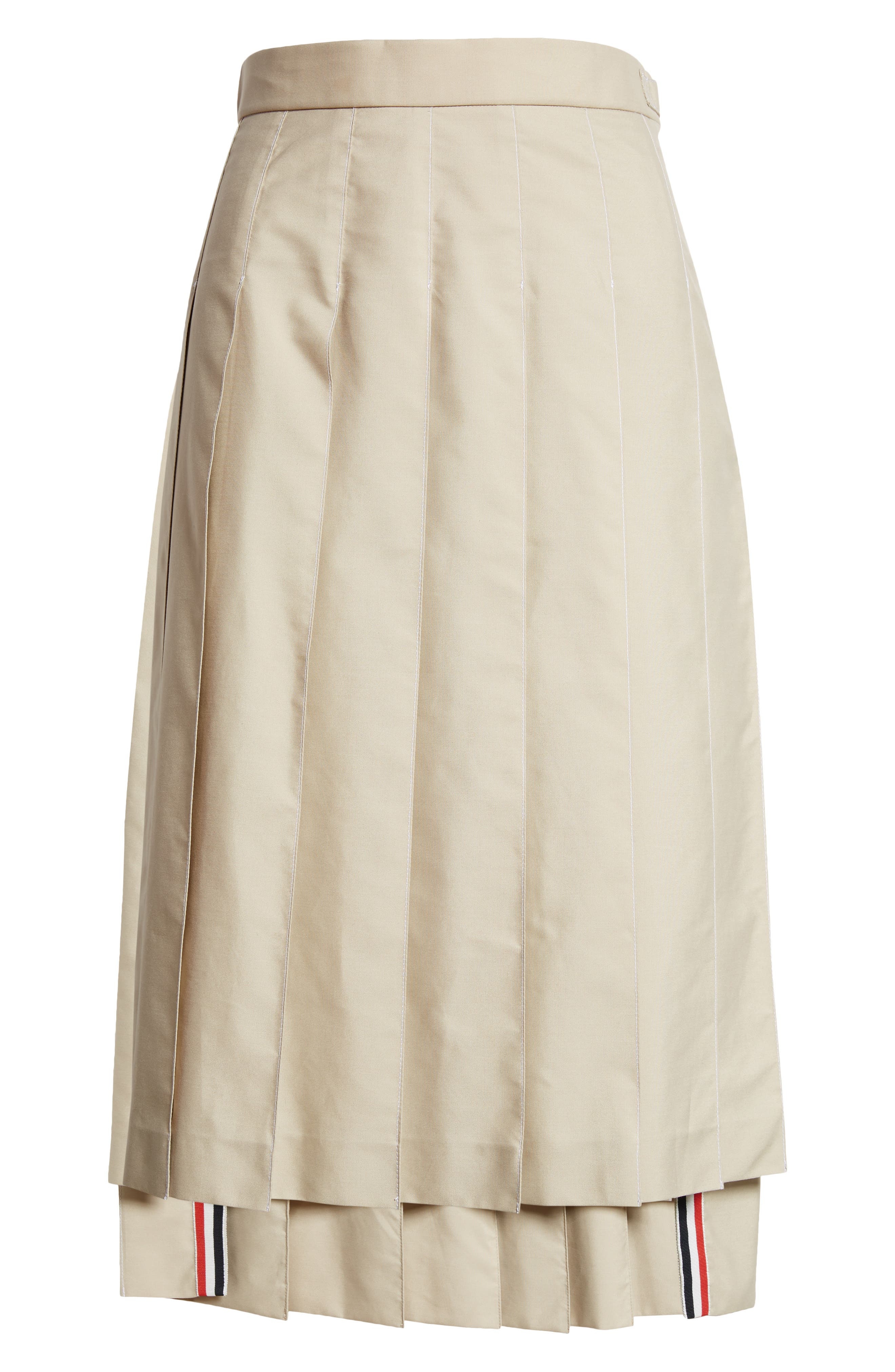 Thom Browne Drop Back Pleated Skirt in Khaki at Nordstrom - 6