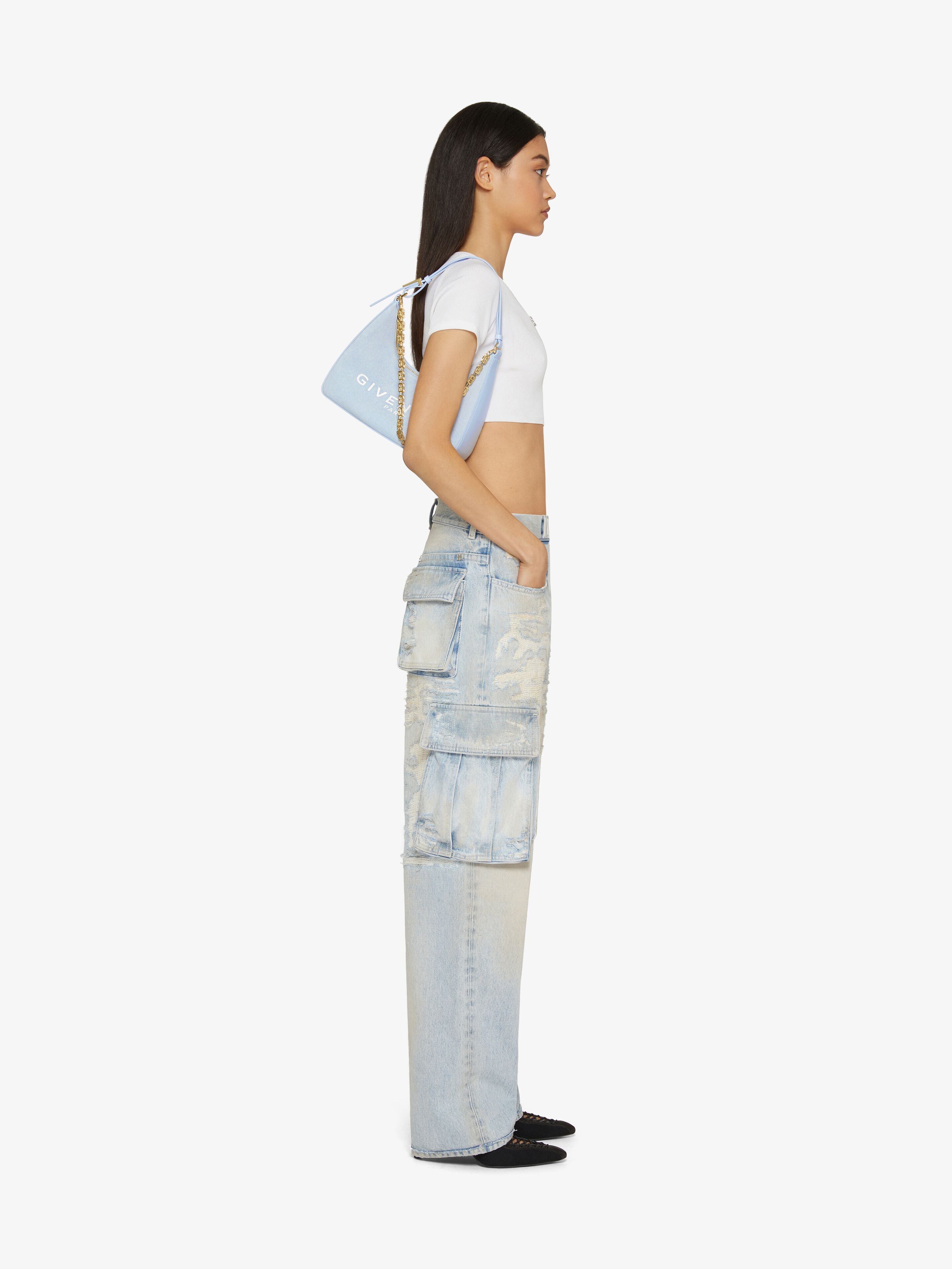 SMALL MOON CUT OUT BAG IN CANVAS WITH CHAIN - 2