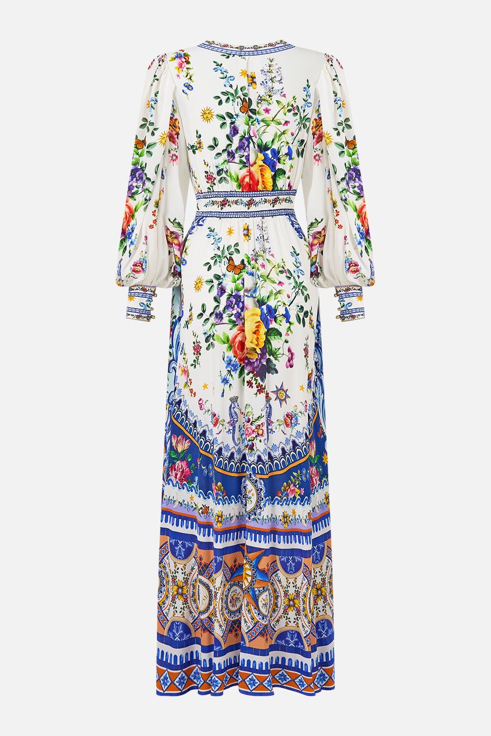 SHAPED WAISTBAND DRESS WITH GATHERED SLEEVES - 8