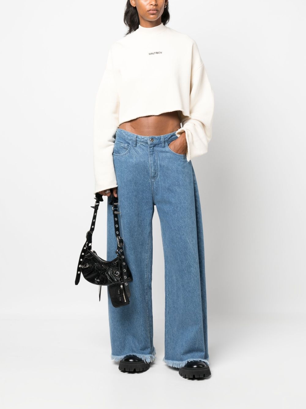 logo-embroidered cropped sweatshirt - 2
