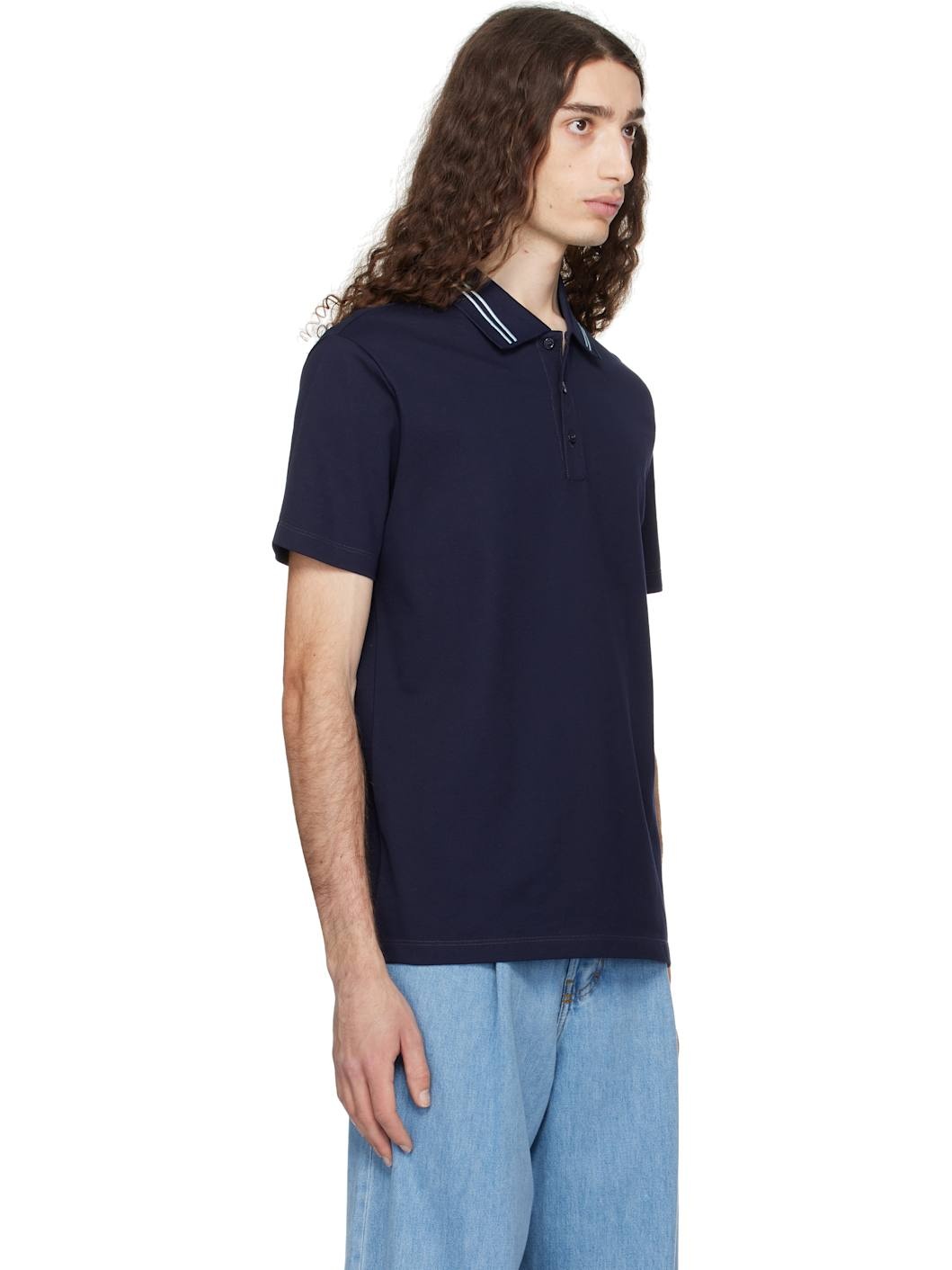 Navy Embroidered Medusa Polo - 2