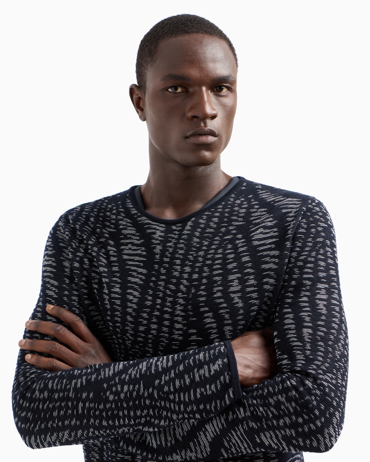 JACQUARD COTTON, VISCOSE AND CASHMERE CREW-NECK JUMPER - 5